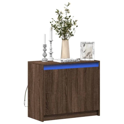 Afbeelding van vidaXL dressoir met LED 72x34x61 cm bewerkt hout bruin eikenkleur, opbergkast, kast, bijzetkast, wandkast, opbergkastje, dressoirkast