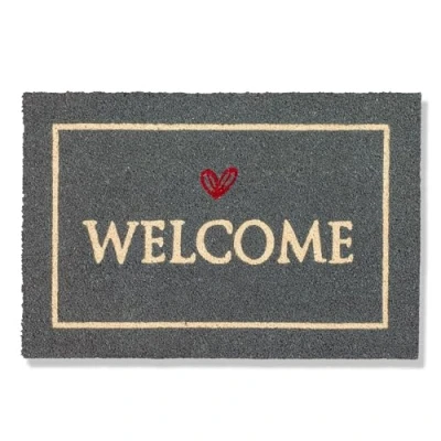 Afbeelding van deurmat coconut welcome zwart 40x60 cm antibacteriële entreemat kokosmat met vinyl drager natuurlijk materiaal 100% kokosnoot