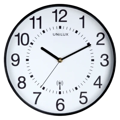 Afbeelding van Wandklok Unilux Wave radio controlled diameter30cm zwart/wit