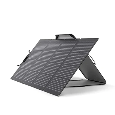 Afbeelding van ECOFLOW Zonnepaneel, 220 W, dubbelzijdig opvouwbaar, met verstelbare houder, waterdicht IP68 en duurzaam voor het leven buiten net