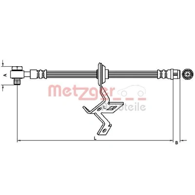 Afbeelding van METZGER 4116209 Remslang 527mm Banjo M10x1 MERCEDES BENZ: ML Klasse (W163) 270 CDI 2.7, 55 AMG 5.4, 400 4.0, 500 5.0, 350
