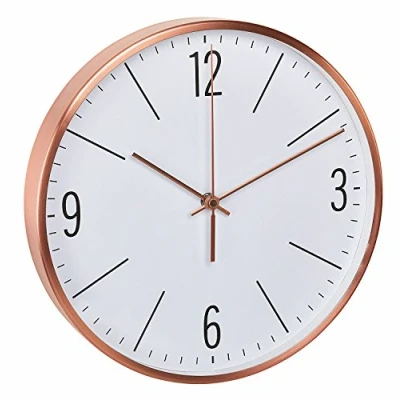 Afbeelding van TFA Dostmann 60.3534.51 draadloze wandklok met frame van koperkleurig metaal en sweep werk (koper batterij)