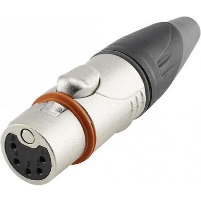 Afbeelding van Hicon HI X5CF HD XLR connector Koppeling, recht Aantal polen: 5 Zwart, Zilver 1 stuk(s)