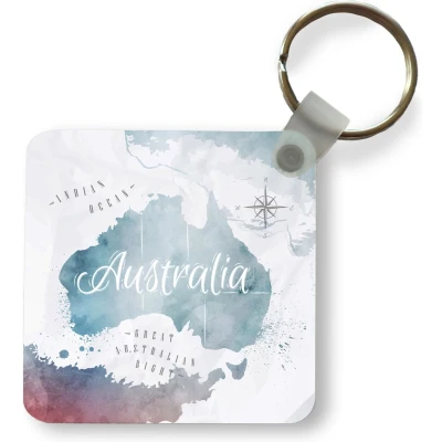 Afbeelding van Sleutelhanger Uitdeelcadeautjes Wereldkaart Australië Blauw Plastic