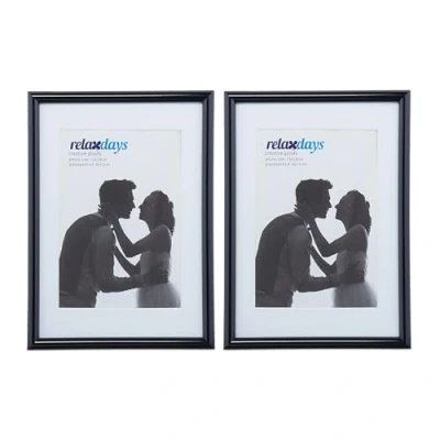 Afbeelding van Relaxdays fotolijst 13x18 cm, set van 2 stuks, passe partout 9x13 staand of hangend, kleine wissellijsten, zwart
