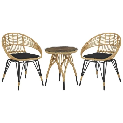 Afbeelding van Beliani Bistroset PELLARO Beige pe rotan