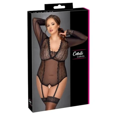 Afbeelding van Cottelli Curves Kanten Transparante Body Zwart