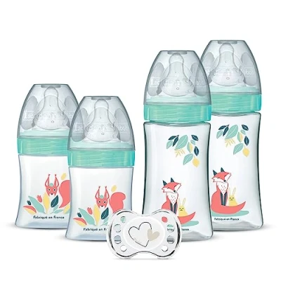 Afbeelding van Dodie Set van 4 geboorteflesjes Anti Colic Platte speen (2x150 ml en 2x270 ml), + een geboortefopspeen