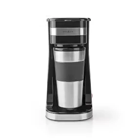 Afbeelding van Koffiezetapparaat Nedis (1 Kops, Dubbelwandige reisbeker, Herbruikbare filter, Zwart)