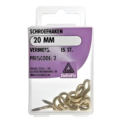 Afbeelding van Deltafix Schroefhaken vermessingd 20 mm 15 stuks