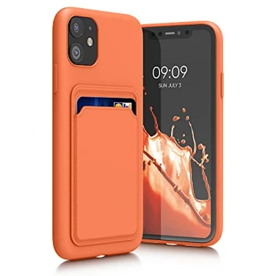 Afbeelding van kwmobile telefoonhoesje compatibel met Apple iPhone 11 hoesje Case pasjeshouder Smartphone cover in oranje
