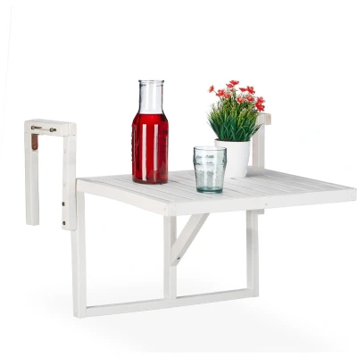 Afbeelding van Relaxdays klaptafel balkon houten balkontafel opklaptafel ingeklapt 22 cm breed