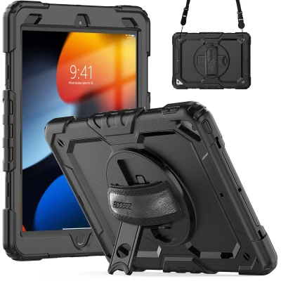 Afbeelding van Apple iPad Air 10.5 Hoes: Accezz Rugged Backcover Shoulder Strap Hardcase,Backcover Zwart Kunststof Tablet Hoezen