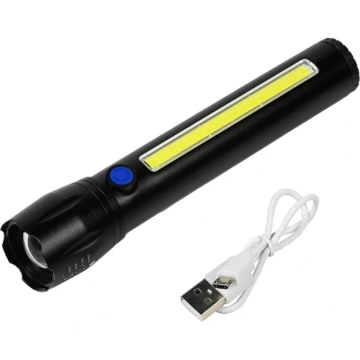 Afbeelding van Hofftech Zaklamp tactical led + cob oplaadbaar 166 mm