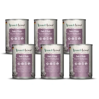 Afbeelding van Venandi Premium Kattenvoer, natvoer, eend en kalkoen, graanvrij met extra vlees, 6 x 400 g (6 stuks)