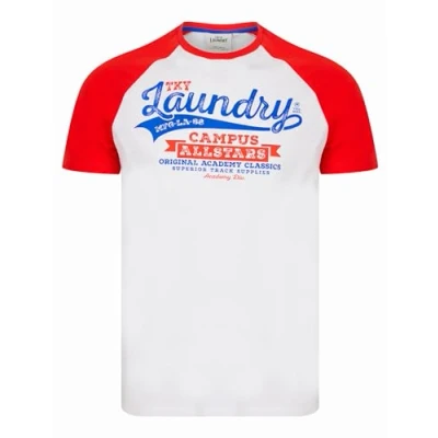 Afbeelding van Tokyo Laundry Heren Baseball Style Raglanmouwen Katoen Jersey Crew Neck T Shirt, Hoog risico Rood, XL