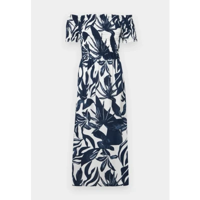 Afbeelding van VILA Vilisa OFF Shoulder MIDI Smock Dress Jurk, Dames, Maat: 40, Navy blazer