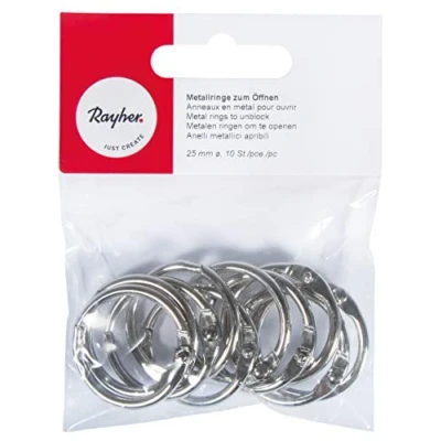 Afbeelding van Rayher 2520400 metalen ringen om te openen, 25 mm ø binnen, nikkelvrij, SB Btl. 10 stuks
