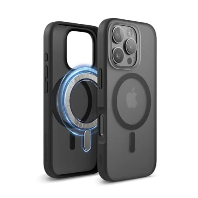 Afbeelding van elago Magnetic Hybrid Duidelijke Hoesje Compatibel met iPhone 16 Pro Case MagSafe, PC + TPU Hybride Technologie, Schokbestendige bumper, Verhoogde Camera Bescherming (Mat Zwart)
