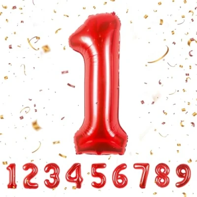 Afbeelding van Verjaardagsgetallen ballon 1 jaar folieballon kinderverjaardag decoratie XXL rode enorme in 40 101 cm verjaardagsdecoratie cijfer voor verjaardag vliegt met