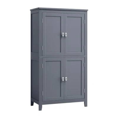 Afbeelding van VASAGLE badkamerkast, keukenkast met 4 deuren, verstelbare planken, 30 x 60 110 cm, leigrijs BBC552G01