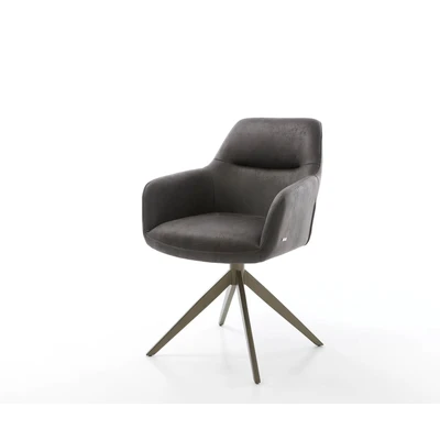 Afbeelding van Draaistoel Pejo Flex kruisframe breed afwerking met titaniumeffect anthracite vintage 360 draaibaar