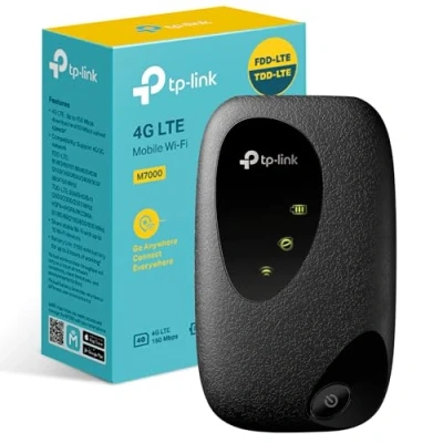 Afbeelding van TP Link M7000 Router 4G SIM wifi N300Mbps, draagbare pocket, modem, box, 150 Mbps snelheid, hotspot, 2150 mAh oplaadbare batterij, ontgrendeld, compatibel met elke