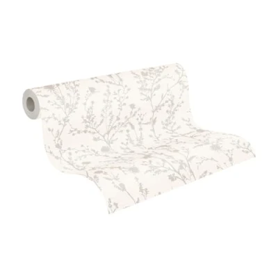 Afbeelding van A.S. Création Behang bloemen wit grijs wandbehang 395464 hoogwaardig vliesbehang voor slaapkamer 10,05 m x 0,53 Made in Germany