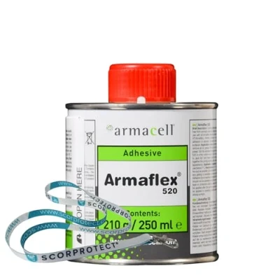 Afbeelding van Armaflex armacell lijm 520 voor rubberplaten en slangen 0,25 liter doos met kwast + Scorprotect sleutelband