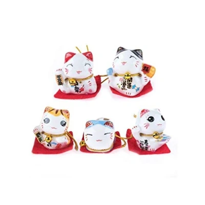 Afbeelding van Lachineuse Set van 5 Maneki Neko beeldjes