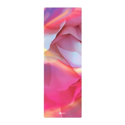 Afbeelding van Yoga Design Lab Combo Yogamat, antislip, mat/handdoek, goede grip bij veel zweet, natuurlijk rubber, met draagriem, roze, 5,5 mm