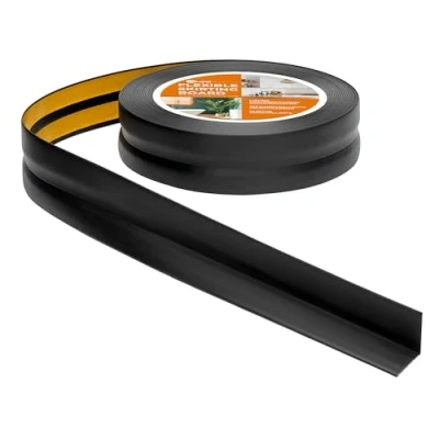 Afbeelding van Quest Zachte plint, zelfklevend, 30 mm x mm, kniklijst, eindlijst voor keuken, badkamer, afdichtingstape, pvc, flexibel, waterdicht, decoratief, 5 meter, zwart