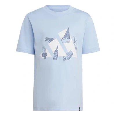 Afbeelding van adidas Uniseks Kind LOUNGE ICE GRAPHIC T SHIRT, glow blue, 4 5 Years