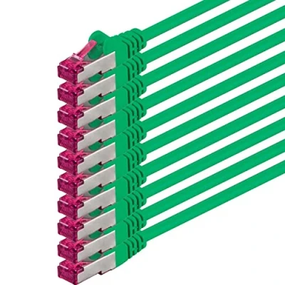 Afbeelding van 0,5m groen 10 stuks Ethernet Cable Gigabit LAN Netwerkkabel RJ45 CAT6a (10Gb/s) S FTP CAT 6a Lankabel GHMT gecertificeerd PIMF 500 MHz