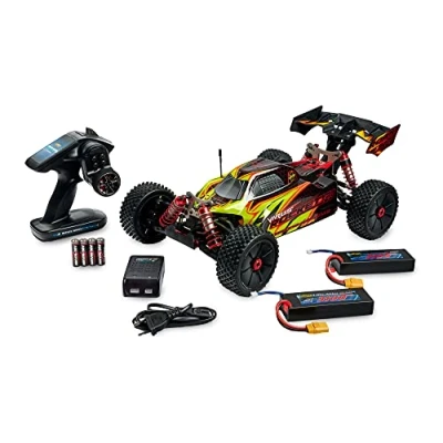 Afbeelding van Carson 500409072 1:8 Virus Rocket 120 6S 2.4G 100% RTR op afstand bestuurde auto, snelheid tot km/u, inclusief batterijen en afstandsbediening, 4WD aandrijving, spatwaterdicht, geel/zwart