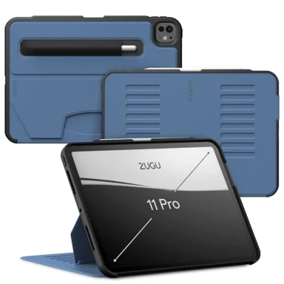 Afbeelding van Zugu case iPad Pro 11 (M4) 2024 oersterke luxe flip over volledige 360˚ bescherming met multifunctionele standaard functie geschikt voor Apple Pencil Slate