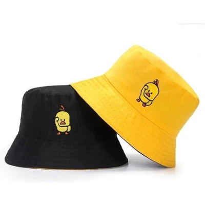 Afbeelding van Knaak Bucket Hat Eend Reversible One Size Geel &amp; Zwart
