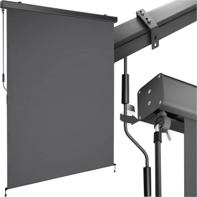 Afbeelding van tectake® Verticale Luifel Eloise 140 x 250 cm Zonwering Rolgordijn Buiten Schaduwdoek Met 2 Wandhouders Handslinger Winddicht Zonnescherm Voor Balkon, Terras, Tuin en Bevestiging aan Muren Antraciet