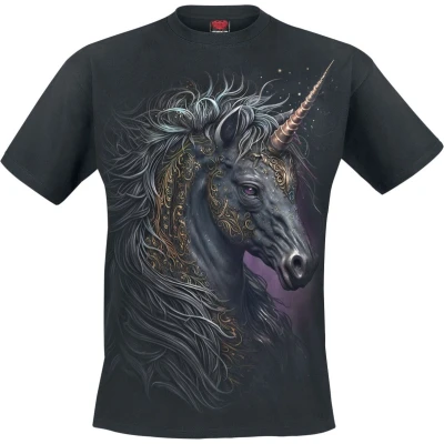 Afbeelding van Spiral Celtic Unicorn Unisex T shirt 4XL Zwart