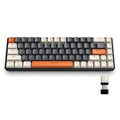 Afbeelding van YINDIAO K68 60% Draadloos Mechanisch Gamingtoetsenbord,Bluetooth 5.0/2.4Ghz Compact 68 Toetsen Mini Toetsenbord met Dual Mode Ontvanger,Hot Swappable,Energiebesparing,Blauwe Schakelaar (Milkshake)