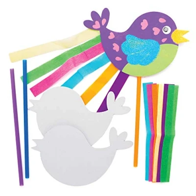 Afbeelding van Baker Ross Vogeltoverstaf knutselset voor kinderen (8 stuks) creatieve sets om te knutselen en decoreren in de lente