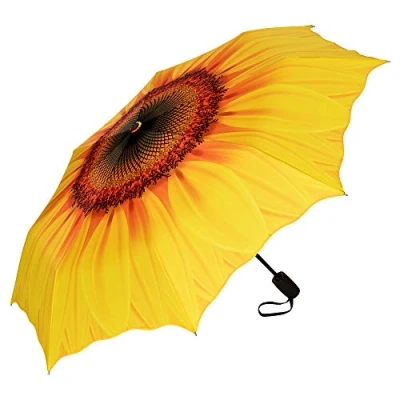 Afbeelding van VON LILIENFELD® Zakparaplu Paraplu Automatisch Openen en Sluiten Stabiel Compact Bloemen Zonnebloem