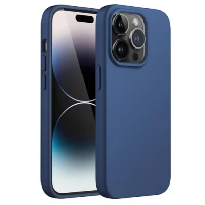 Afbeelding van JETech Siliconen Case voor iPhone 14 Pro 6,1 Inch, Zijdezachte Volledig Lichaam Beschermhoes, Schokbestendige Hoesje met Microvezelvoering (Kobalt Blauw)