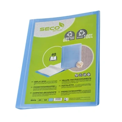 Afbeelding van Seco showalbum A4 blauw 40 tassen 50 micron milieuvriendelijk SE DB40 BU