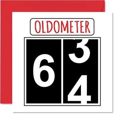 Afbeelding van Leuke 64e verjaardagskaarten voor mannen vrouw Oldometer Happy Birthday Card papa mama opa oppas oma oom tante neef, 145 mm x wenskaarten, verjaardagskaart