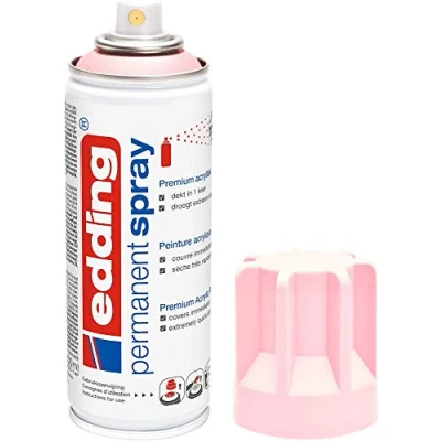 Afbeelding van edding 5200 permanent spray pastelroze mat 200 ml acrylverf voor het lakken en versieren van glas, metaal, hout, keramiek, kunststof, canvas lakspray, acrylspray, verfspray