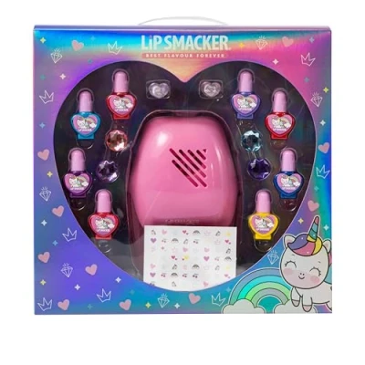 Afbeelding van Lip Smacker Nail Blockbuster Set, Kinder Nagellak Set inclusief 8 Nagellak, 22 Stickers 1 Nageldroger, Haarklemmen &amp; Ringen, All in One Make up voor de ultieme creatieve look van jouw kinderen
