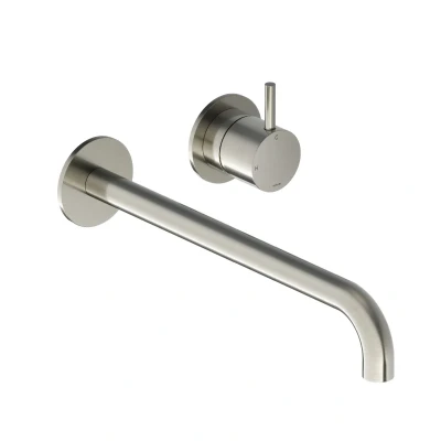 Afbeelding van Hotbath Cobber 2 gats inbouw wastafelkraan 25cm geborsteld nikkel