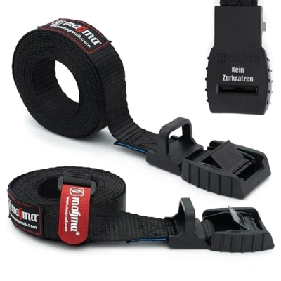Afbeelding van MAGMA Cambuckle Straps Laadband voor fiets rek surfplank Motor auto kajak en dragers Verstelbare zwaar belaste riemkabels omsnoerings gereedschappen vracht Bevestigingsband SWL: 250kgf (3m 2 eenheden, zwart)