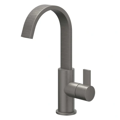 Afbeelding van IVY Pact wastafelkraan hoog cascade draaibare uitloop Geborsteld Metal Black PVD